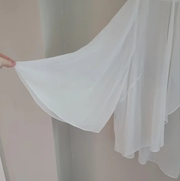 NWT Ivory White Chiffon Sheer Bolero Jacket Cover Up - Picture 3 of 7